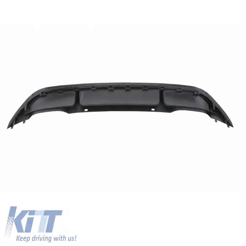 Difuzor de bara spate potrivit pentru VW Golf VII (7) 13-17 R-Look pentru bara normala & GTI cu 2 evacuari duble stanga & dreapta, negru lucios din plastic ABS 1buc.-image-6328139
