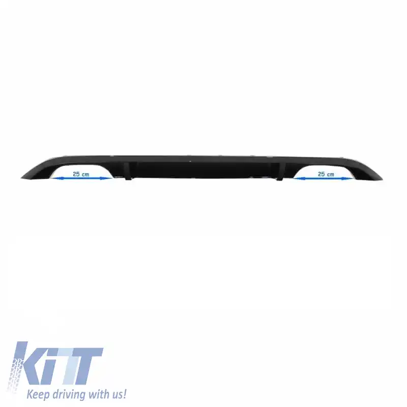 Difuzor de bara spate potrivit pentru VW Golf VII (7) 13-17 R-Look pentru bara normala & GTI cu 2 evacuari duble stanga & dreapta, negru lucios din plastic ABS 1buc.-image-6328140