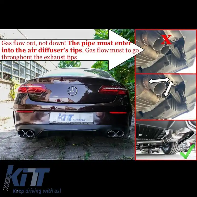 Difuzor de bara spate potrivit pentru Mercedes-Benz E-Class C238 Coupe / A238 Cabrio 16-19 A Design 63 Look cu țevi de eșapament negre-image-6316487