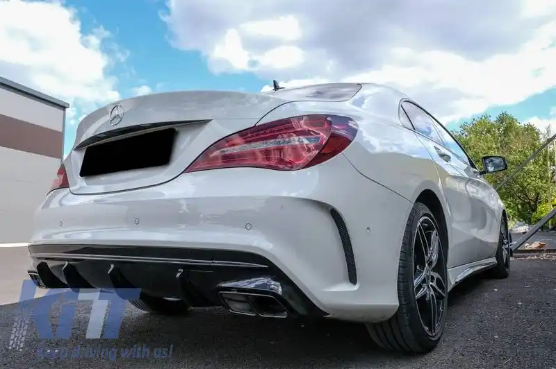 Difuzor de bara spate potrivit pentru Mercedes-Benz CLA C117 13-16 A Design 45 Look potrivit pentru versiunea A Design Sport Line a bumperelor Piano Black-image-6319233