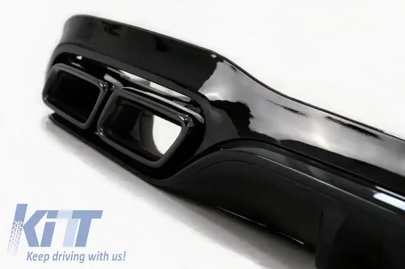 Difuzor de bara spate potrivit pentru Mercedes-Benz E-Class W213 16-19 cu bara A Design Line neagră A Design 63 Look cu ieșiri de evacuare negre-image-6324691