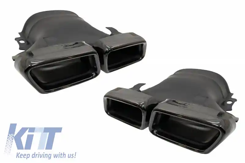 Difuzor de bara spate potrivit pentru Mercedes-Benz E-Class W213 16-19 cu bara A Design Line neagră A Design 63 Look cu ieșiri de evacuare negre-image-6324697