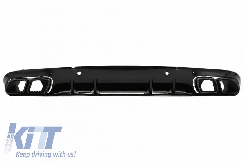 Difuzor de bara spate potrivit pentru Mercedes-Benz C-Class C205 Coupe 14-21 A Design 63 Look cu țevi de eșapament negre-image-6329259