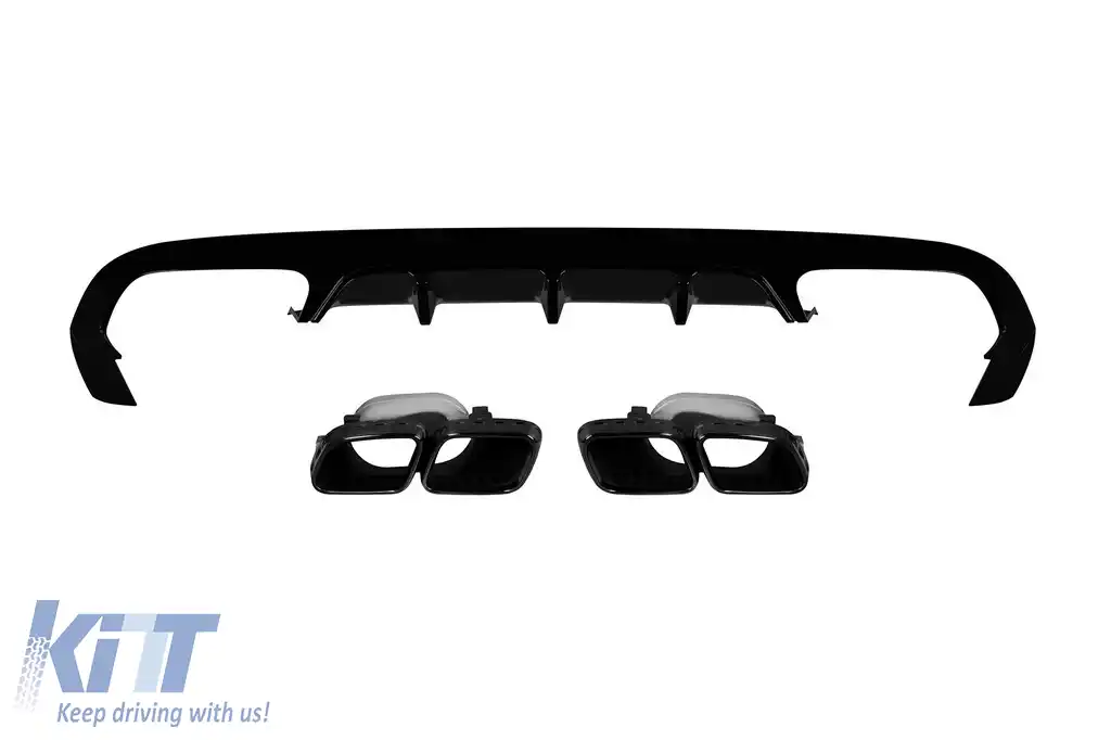 Difuzor de stil A Design E63 cu tevi de evacuare negre, potrivit pentru bara spate de stil A Design, potrivit pentru Mercedes E-Class C238 Coupe după 2017 -оо--оо-