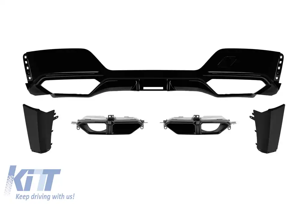 Difuzor M Performance Design Design cu capete negre tip 760, potrivit pentru bara spate M a BMW Seria 7 G70 după 2023, -oo-oo-, lac negru