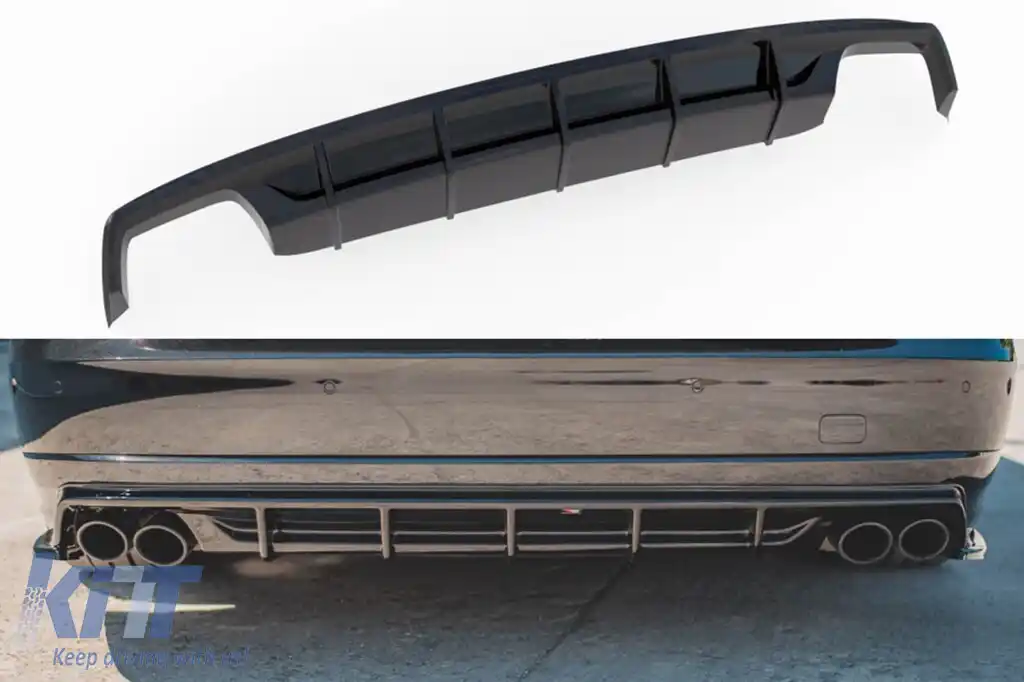 Difuzor Maxton Design potrivit pentru bara de protecție spate S8 pe Audi A8 D4 2015-2017, lac negru