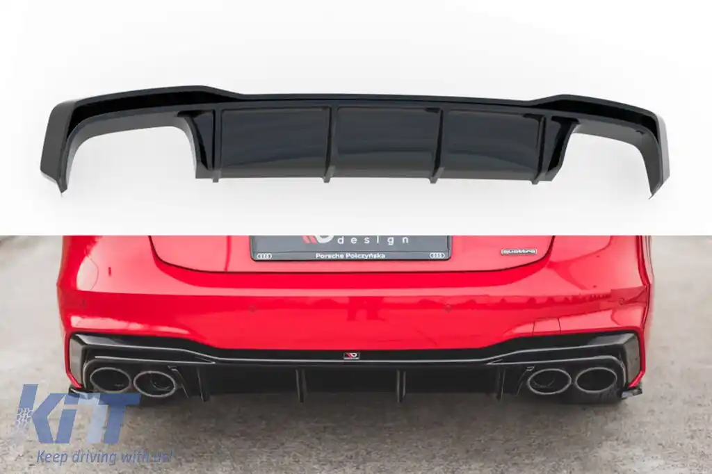 Difuzor Maxton Design potrivit pentru bara S-Line din spate a Audi A7 C8 după 2017, lac negru