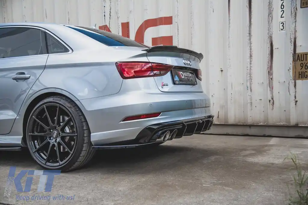 Difuzor Maxton Design potrivit pentru bara spate S3 la Audi A3 8V sedan 2016-2020, lac negru-image-6140446