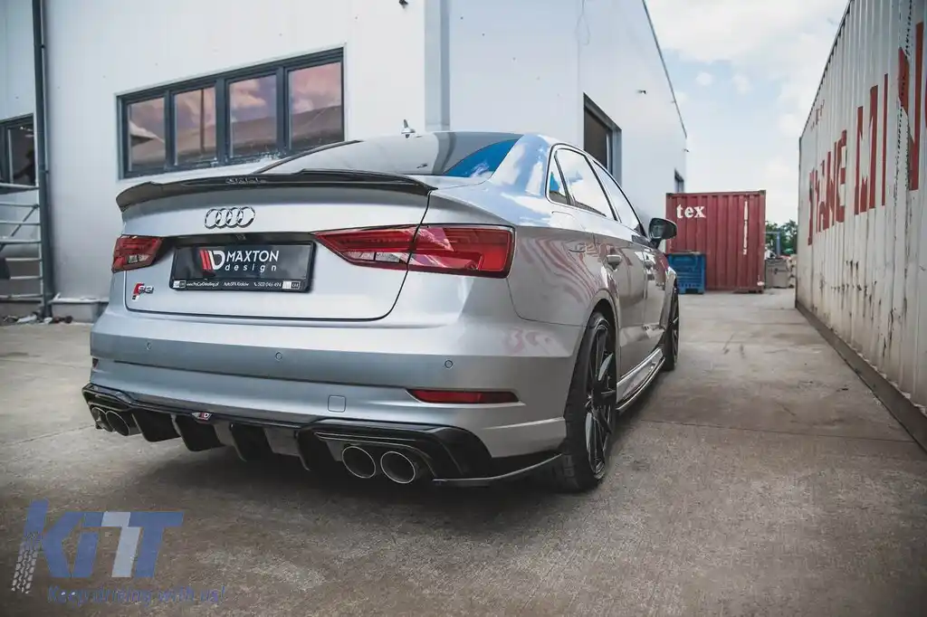 Difuzor Maxton Design potrivit pentru bara spate S3 la Audi A3 8V sedan 2016-2020, lac negru-image-6140448