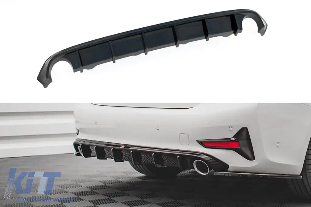 Difuzor Maxton Design potrivit pentru bara spate standard a BMW Seria 3 G20 sedan, G21 break după 2018, lac negru