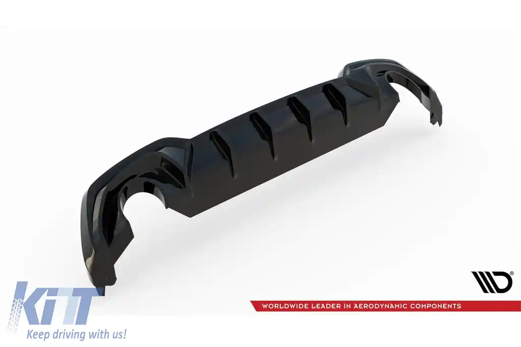 Difuzor Maxton Design potrivit pentru bara spate a BMW Seria 3 G20 sedan, G21 break cu pachet M 2018-2022, lac negru, potrivit pentru vehicule cu cârlig de remorcare-image-6236141