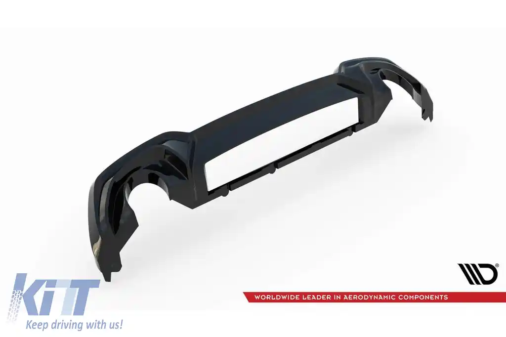 Difuzor Maxton Design potrivit pentru bara spate a BMW Seria 3 G20 sedan, G21 break cu pachet M 2018-2022, lac negru, potrivit pentru vehicule cu cârlig de remorcare-image-6236142