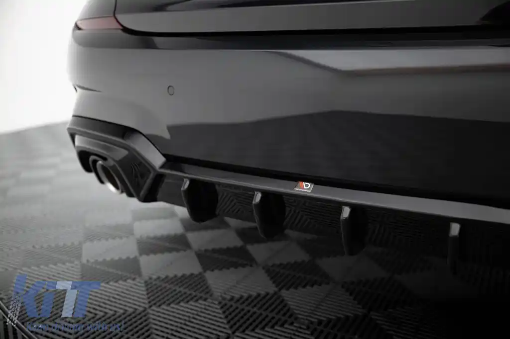 Difuzor Maxton Design potrivit pentru bara spate a BMW Seria 3 G20 sedan, G21 break cu pachet M 2018-2022, lac negru, potrivit pentru vehicule cu cârlig de remorcare-image-6236143