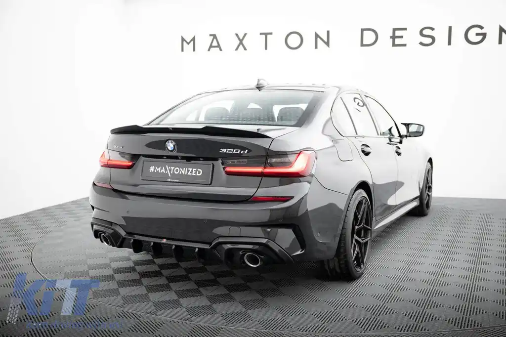 Difuzor Maxton Design potrivit pentru bara spate a BMW Seria 3 G20 sedan, G21 break cu pachet M 2018-2022, lac negru, potrivit pentru vehicule cu cârlig de remorcare-image-6236148