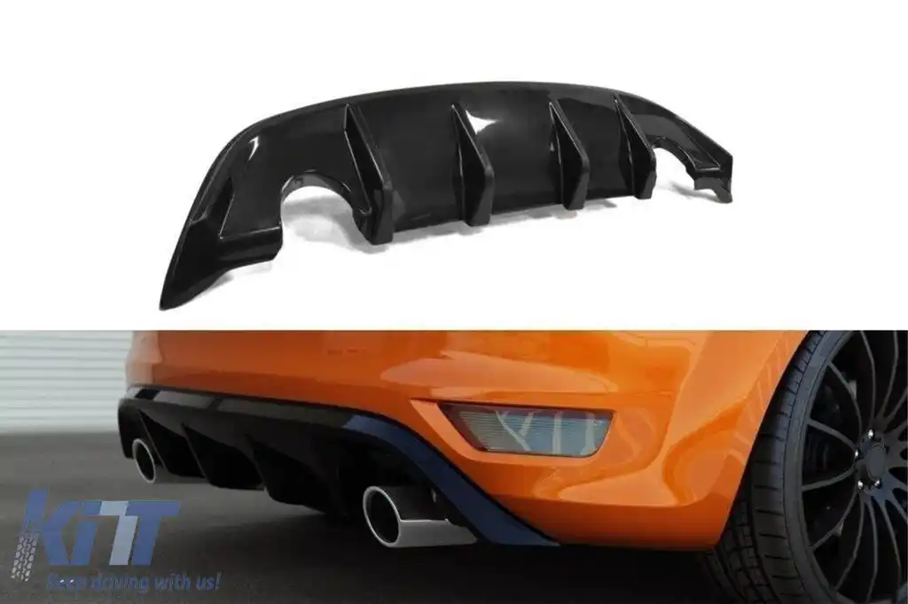 Difuzor Maxton Design potrivit pentru bara ST din spate a Ford Focus hatchback 2007-2011, lac negru