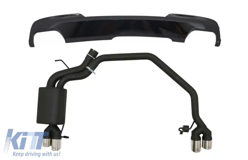Difuzor Negru Lucios cu Sistem Evacuare compatibil cu BMW Seria 5 F10 (2011-2016)