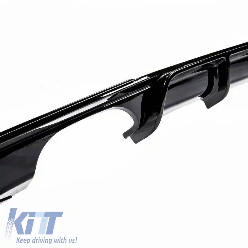 Difuzor pentru bara spate potrivit pentru BMW 3 F30/F31 11-19 M-Packet Gloss Black cu 2 ieșiri duble pentru evacuare stânga și dreapta din plastic ABS 1buc.-image-6322536