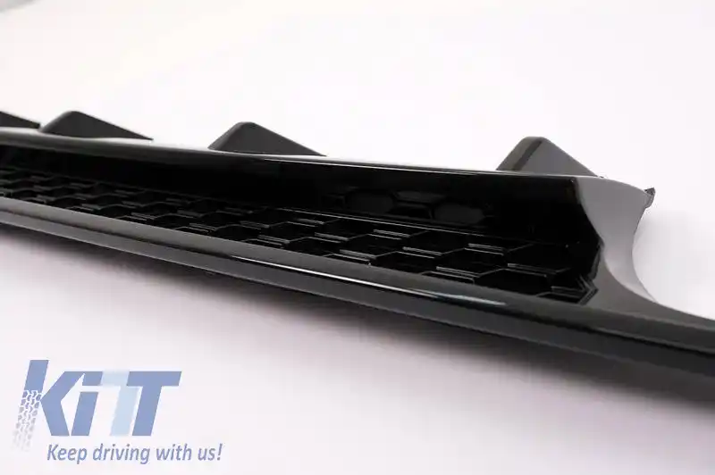 Difuzor pentru bara spate potrivit pentru VW Golf VII (7.5) 17-20 Facelift R-Look Negru Lucios-image-6315574