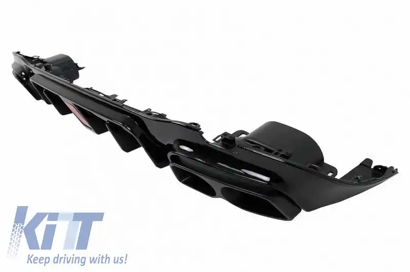 Difuzor pentru bara spate potrivit pentru Mercedes-Benz E-Class W213 16-19 cu bara A Design Line neagră Brabus Look cu ieșiri de evacuare negre-image-6324079