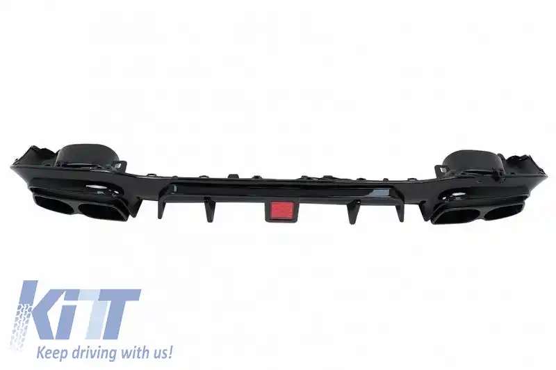 Difuzor pentru bara spate potrivit pentru Mercedes-Benz E-Class W213 16-19 cu bara A Design Line neagră Brabus Look cu ieșiri de evacuare negre-image-6324080