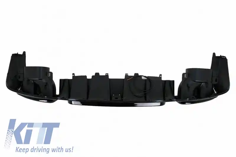 Difuzor pentru bara spate potrivit pentru Mercedes-Benz E-Class W213 16-19 cu bara A Design Line neagră Brabus Look cu ieșiri de evacuare negre-image-6324081