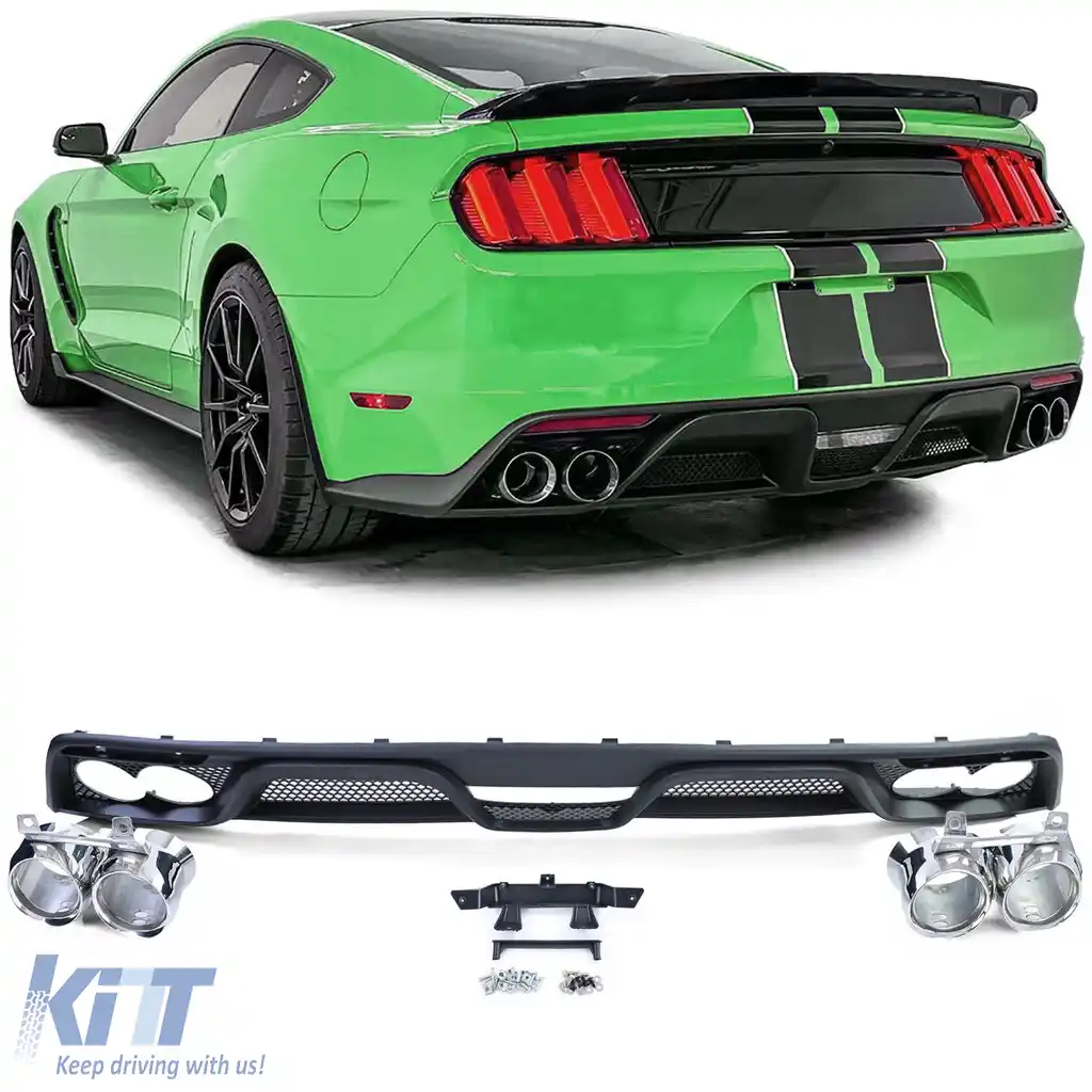 Difuzor spate cu aspect Shelby GT350 + țevi de eșapament duble, potrivit pentru Ford Mustang 6 14-17