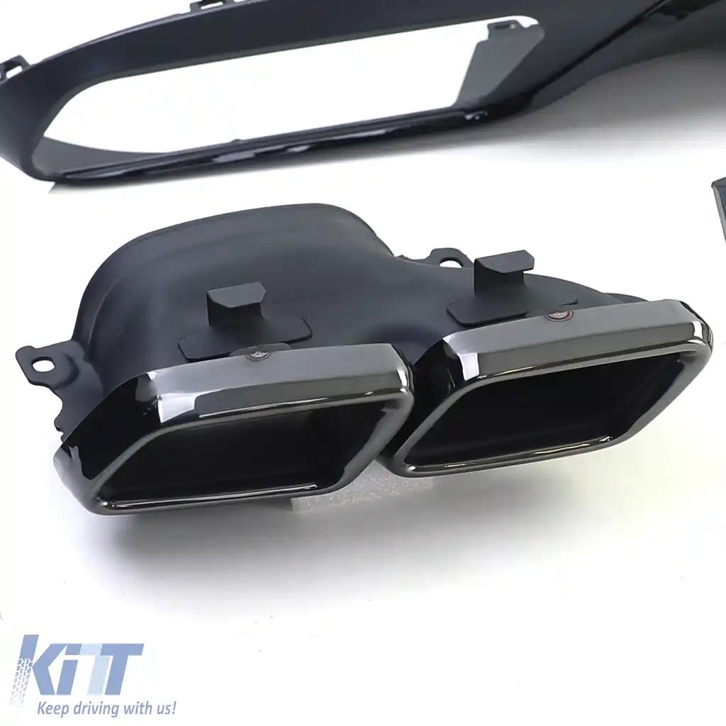 Difuzor spate cu ieșiri de evacuare negre, potrivit pentru Mercedes E-Class W213 fără linia de design A-image-6198150