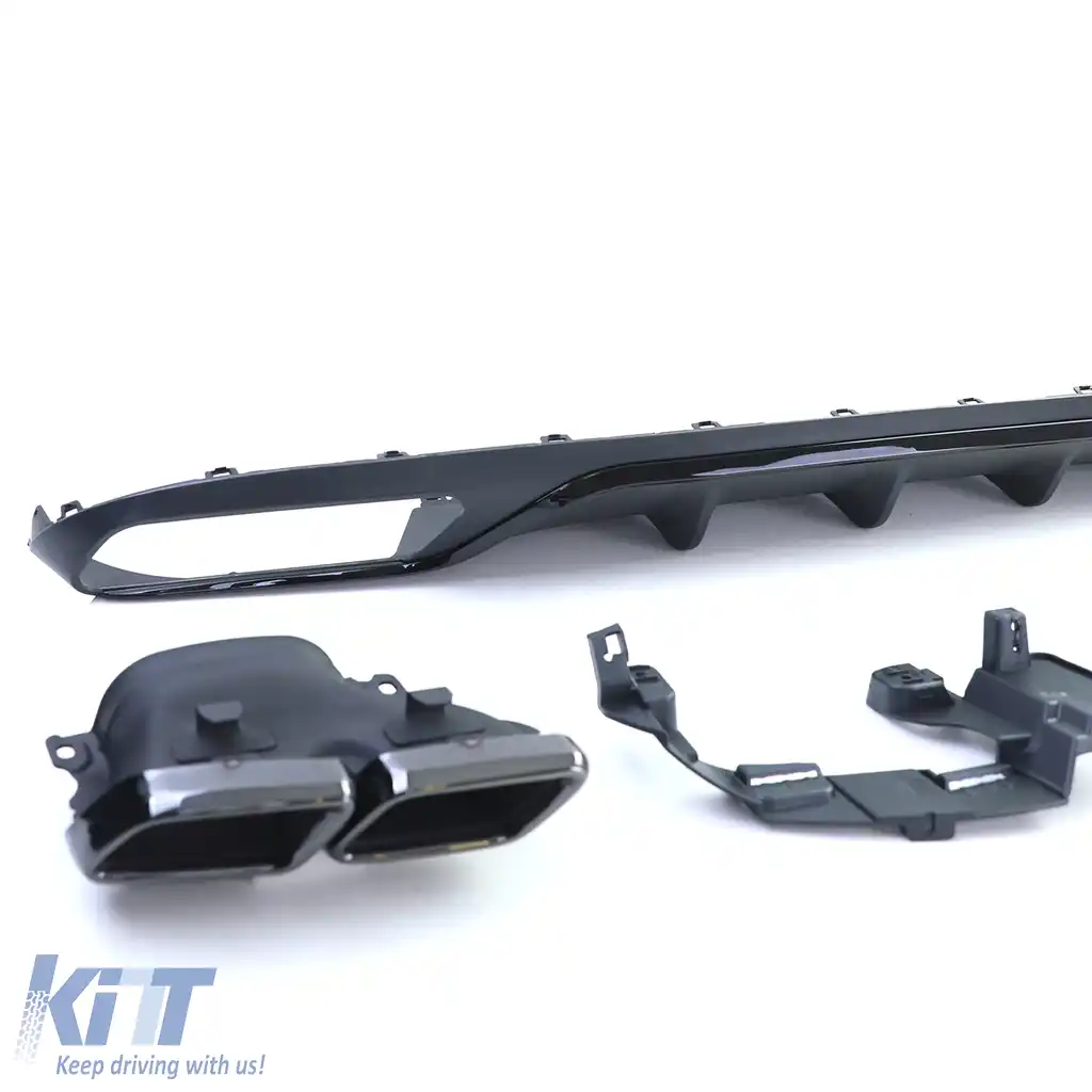 Difuzor spate cu ieșiri de evacuare negre, potrivit pentru Mercedes E-Class W213 fără linia de design A-image-6198152