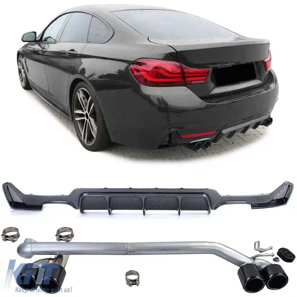 Difuzor spate din carbon + țeavă de eșapament cu aspect sportiv, potrivit pentru BMW F32 F33 F36 425 428 430