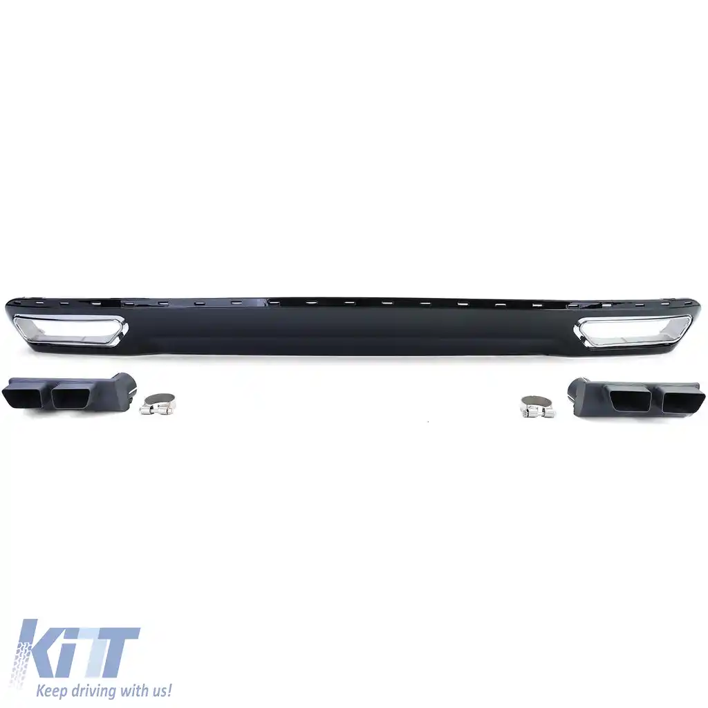 Difuzor spate + țevi de eșapament look W12 potrivit pentru Audi A6 C7 4G 10-14 2.8 3.0 fără S-Line-image-6192443