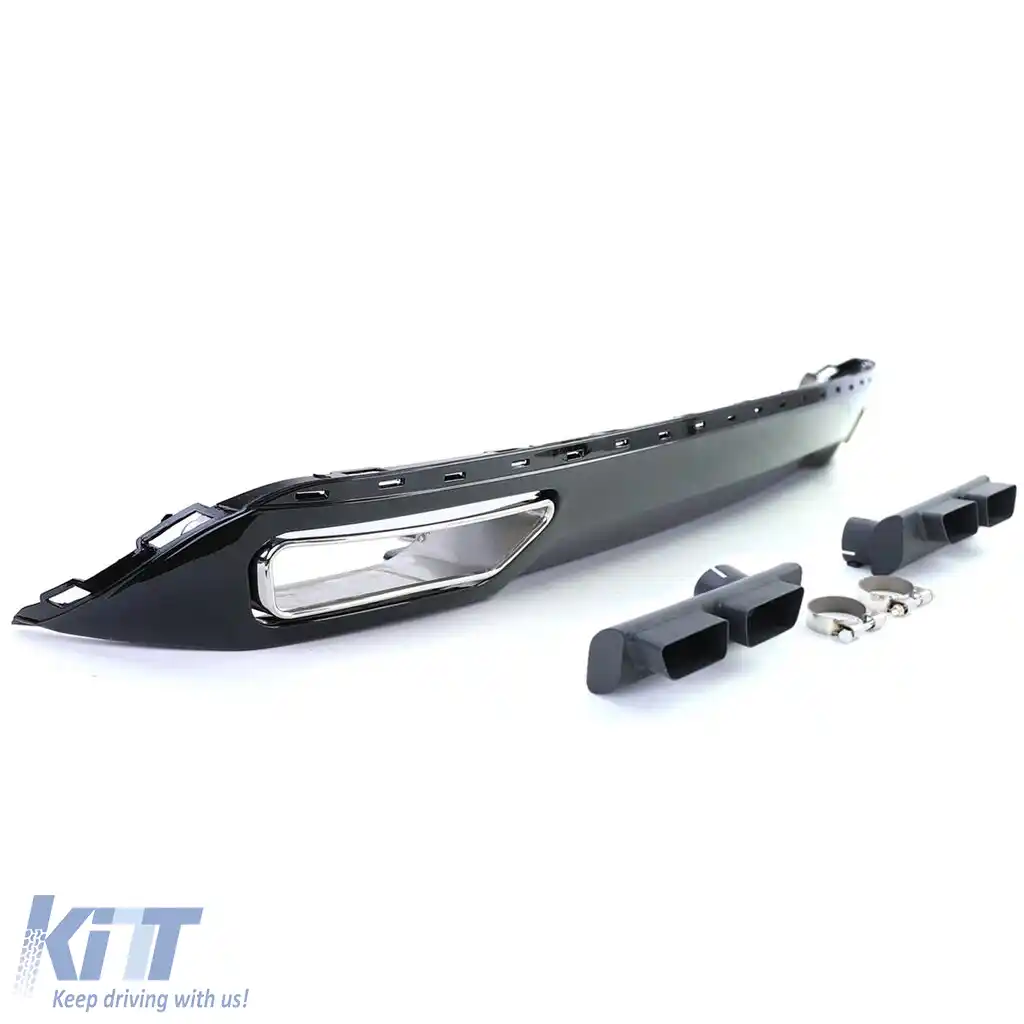 Difuzor spate + țevi de eșapament look W12 potrivit pentru Audi A6 C7 4G 10-14 2.8 3.0 fără S-Line-image-6192444
