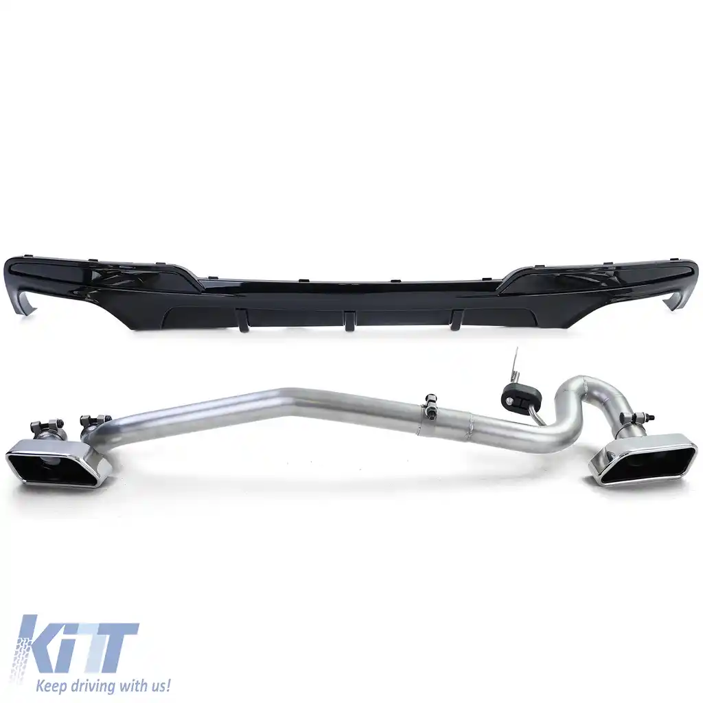 Difuzor spate lucios + conversie țeavă de eșapament duplex V8 potrivit pentru BMW F10 F11 520 525 530-image-6200496