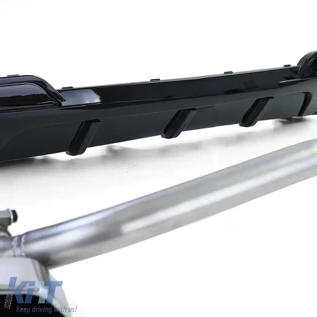 Difuzor spate lucios + conversie țeavă de eșapament duplex V8 potrivit pentru BMW F10 F11 520 525 530-image-6200499