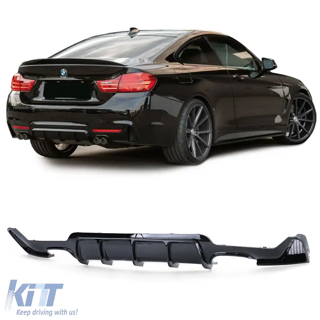 Difuzor spate lucios de performanță cu țeavă dublă stânga+dreapta, potrivit pentru BMW Seria 4 F32 F33 F36