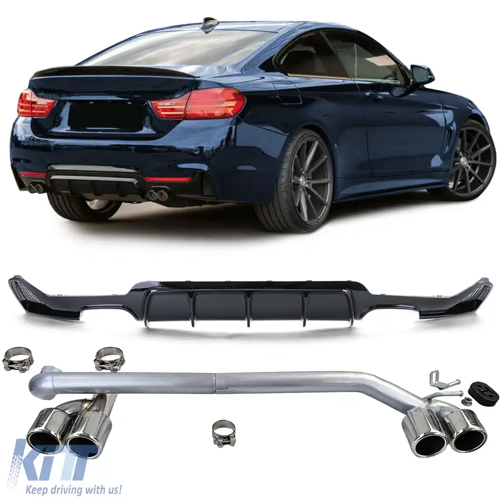 Difuzor spate lucios + țeavă de eșapament aspect sportiv, potrivit pentru BMW F32 F33 F36 425 428 430