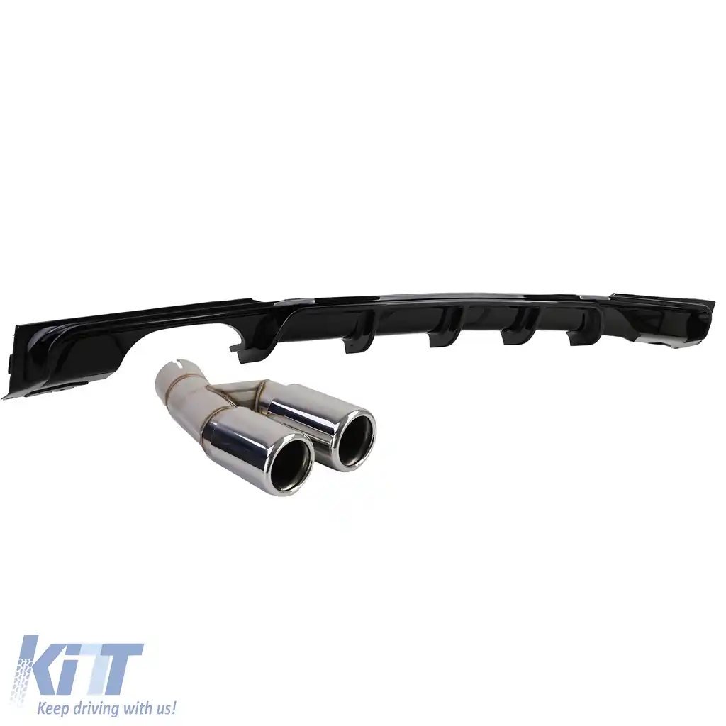 Difuzor spate lucios + țeavă de eșapament dublă cromată, potrivit pentru BMW F30 F31 316 318 320-image-6209672