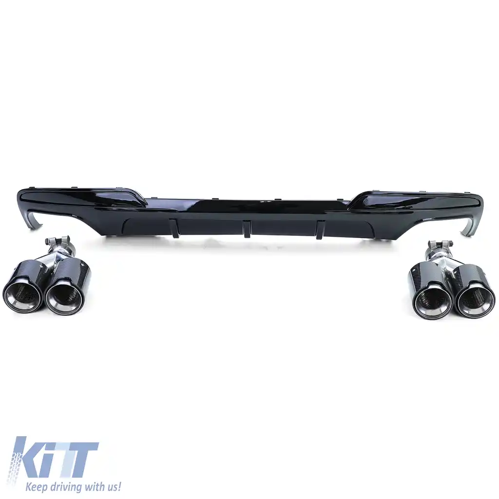 Difuzor spate lucios + țevi de evacuare 4-pipe din carbon real, potrivit pentru BMW F10 F11 535i 535d-image-6202052