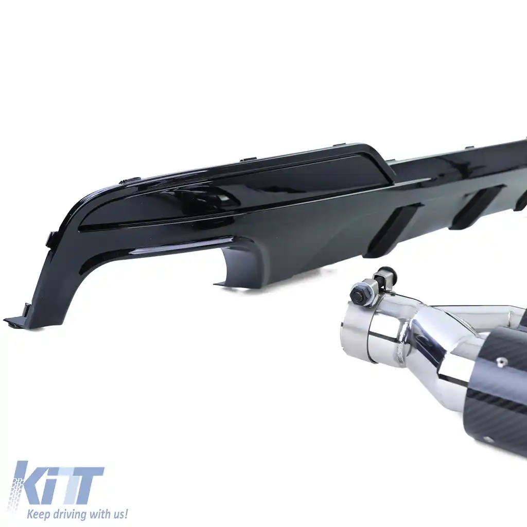 Difuzor spate lucios + țevi de evacuare 4-pipe din carbon real, potrivit pentru BMW F10 F11 535i 535d-image-6202059