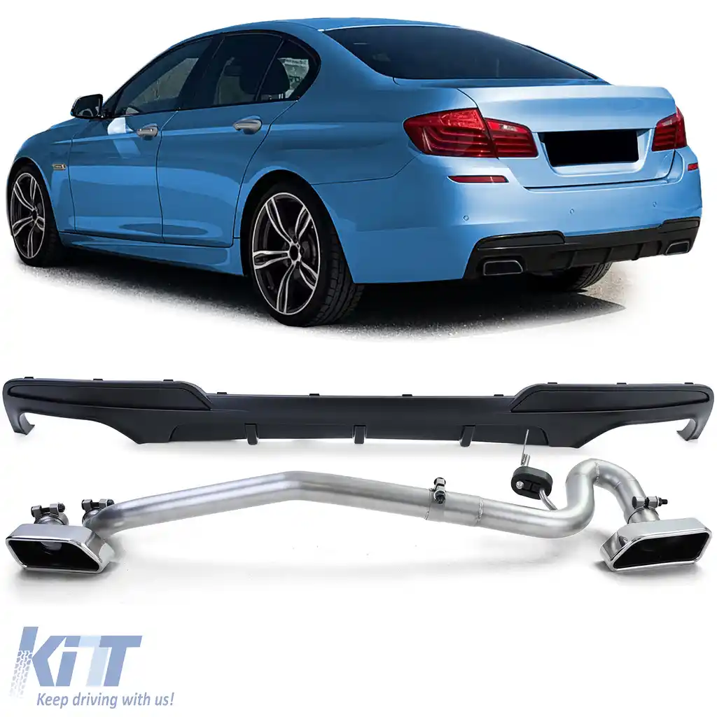 Difuzor spate mat + conversie țeavă de eșapament duplex V8 potrivit pentru BMW F10 F11 520 525 528 530