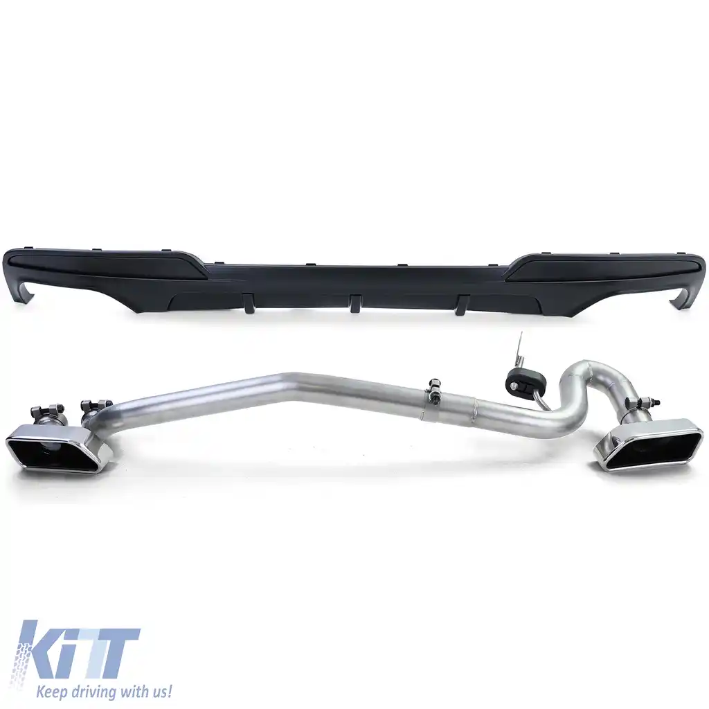 Difuzor spate mat + conversie țeavă de eșapament duplex V8 potrivit pentru BMW F10 F11 520 525 528 530-image-6203763