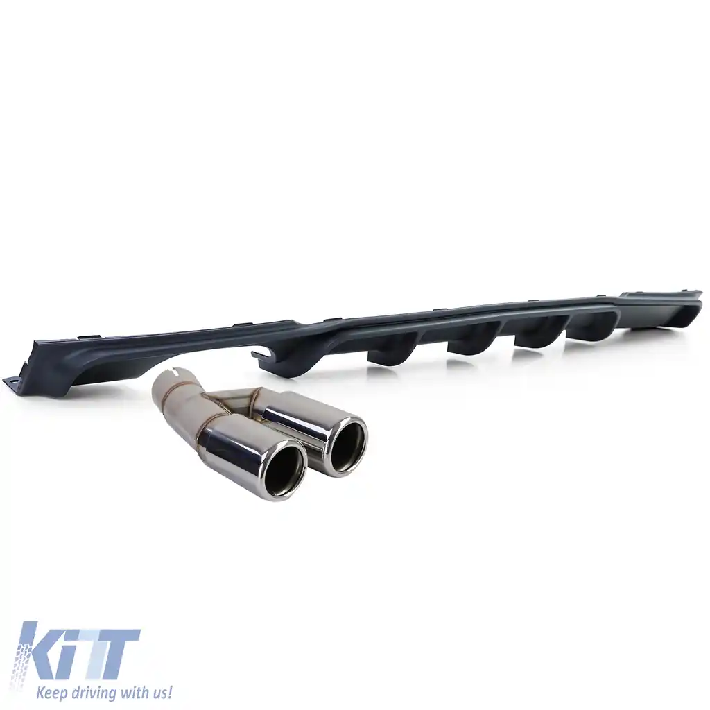 Difuzor spate mat + țeavă de eșapament dublă cromată, potrivit pentru BMW F30 F31 316 318 320-image-6210230