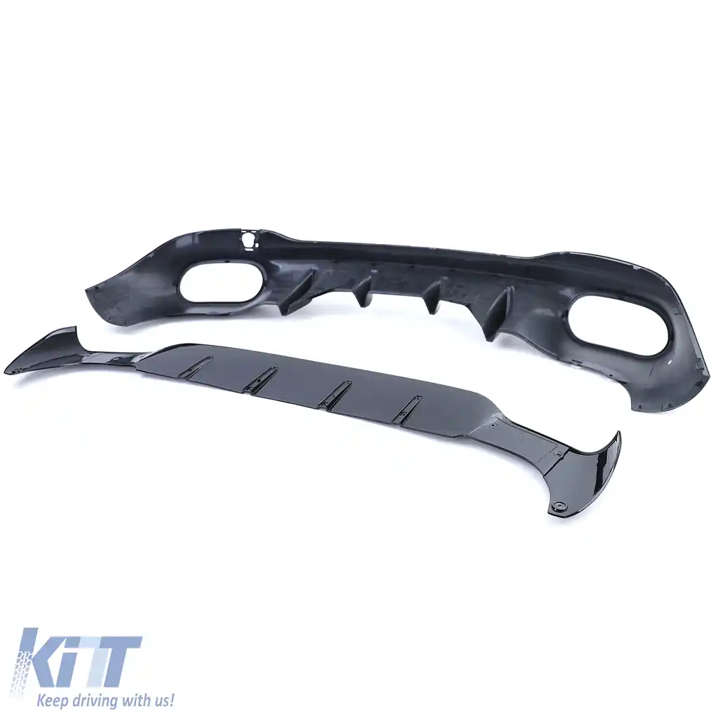 Difuzor spate negru lucios + țevi de eșapament duble cromate, potrivit pentru Mercedes CLA C118 X118-image-6257376