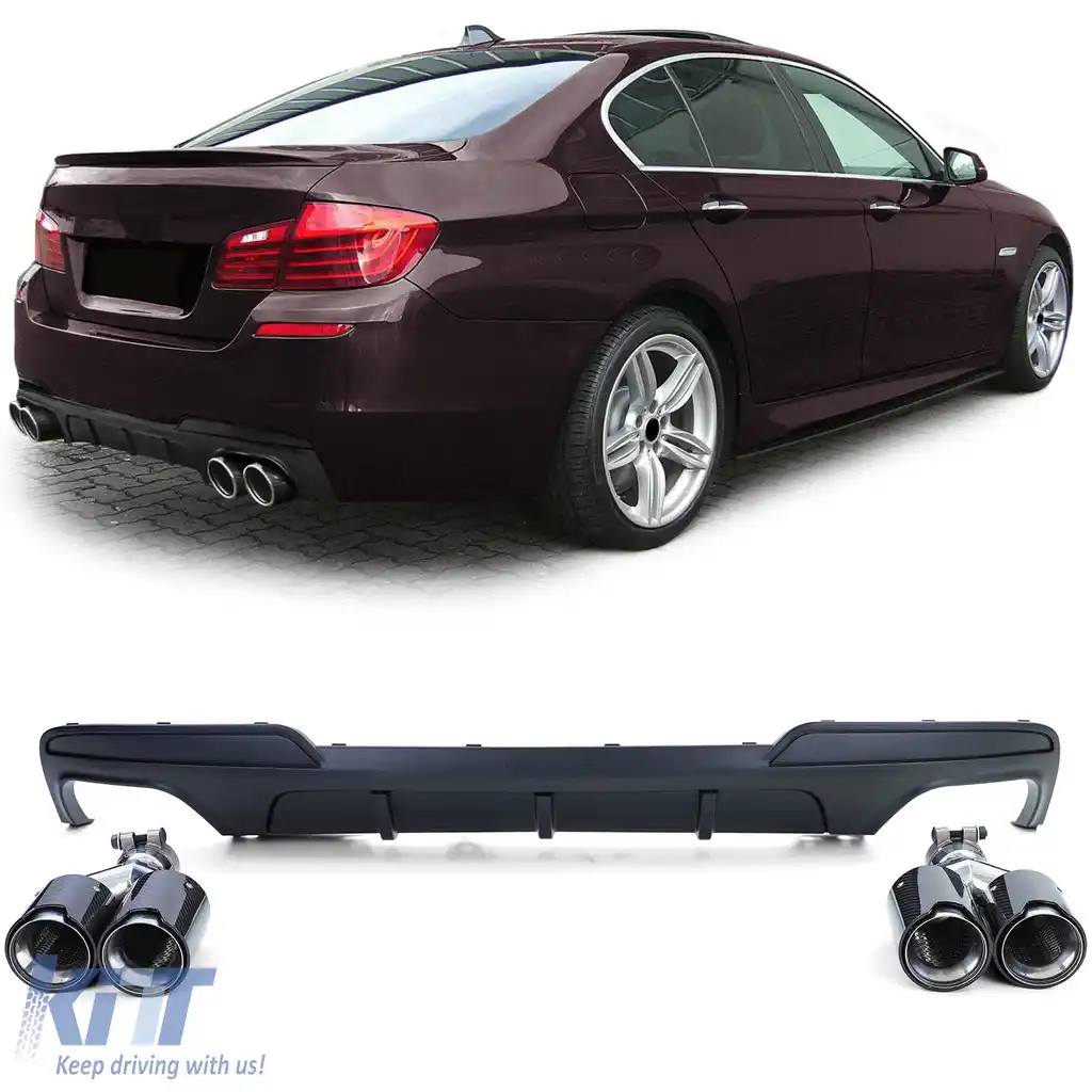 Difuzor spate sport mat + 4 ieșiri de evacuare din carbon real, potrivit pentru BMW F10 F11 535