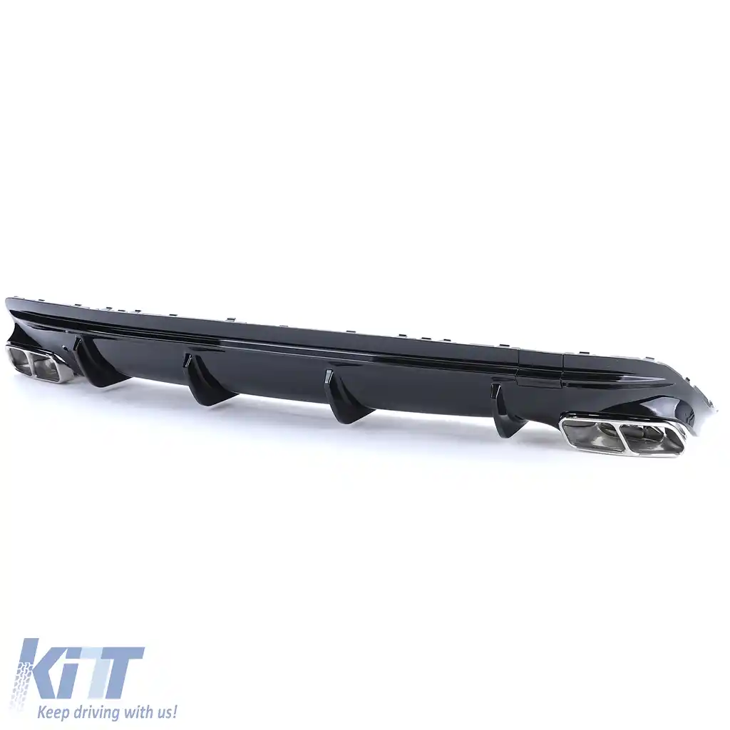 Difuzor spate sport negru lucios cu țevi de eșapament cromate, potrivit pentru Mercedes CLA C117 16-19-image-6192310