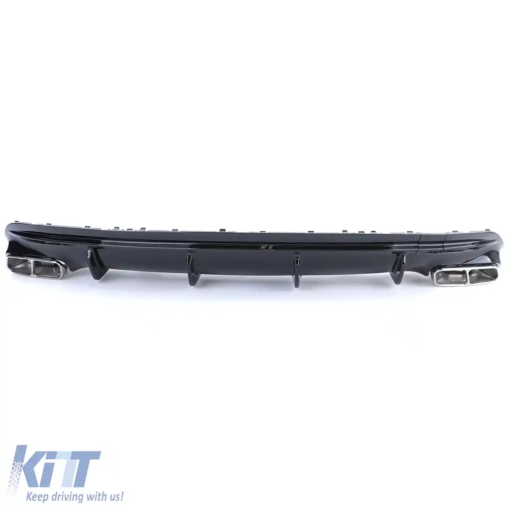 Difuzor spate sport negru lucios cu țevi de eșapament cromate, potrivit pentru Mercedes CLA C117 16-19-image-6192313