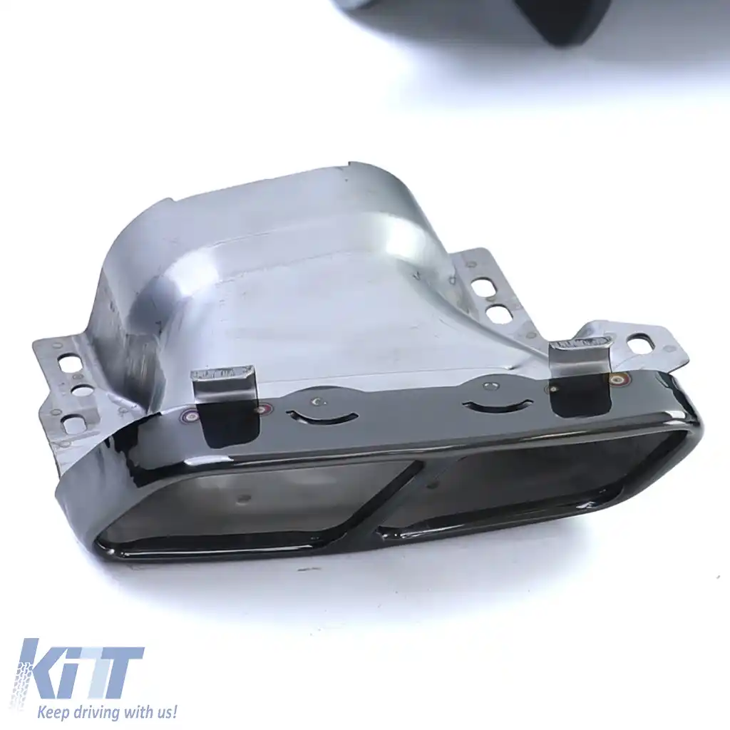 Difuzor spate sport negru lucios cu țevi de eșapament negre, potrivit pentru Mercedes CLA C117 16-19-image-6326490