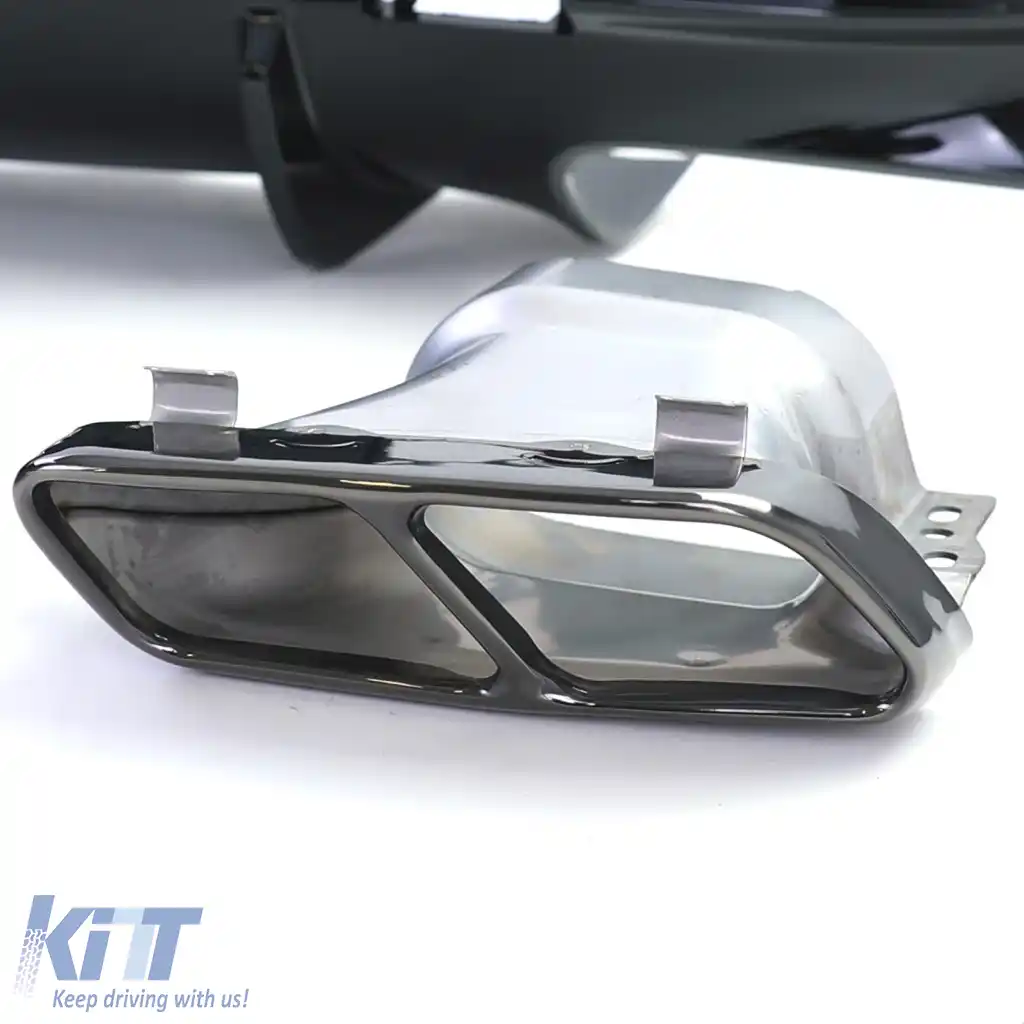 Difuzor spate sport negru lucios cu țevi de eșapament negre, potrivit pentru Mercedes CLA C117 16-19-image-6326491