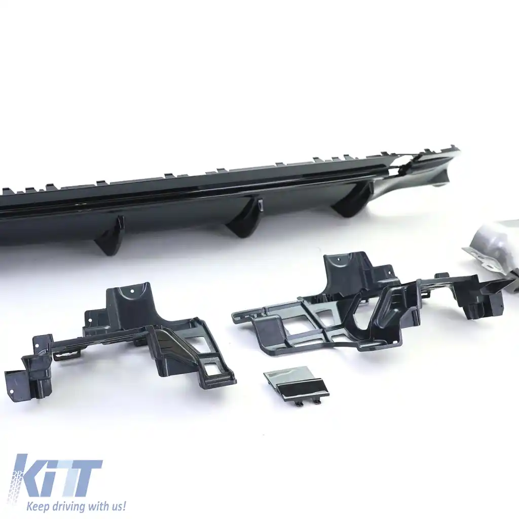 Difuzor spate sport negru lucios cu țevi de eșapament negre, potrivit pentru Mercedes CLA C117 16-19-image-6326494