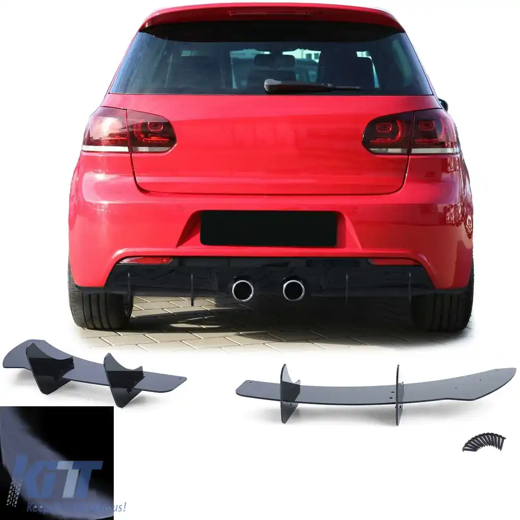 Difuzor spate sport splitter negru lucios, potrivit pentru VW Golf 6 R20 08-13