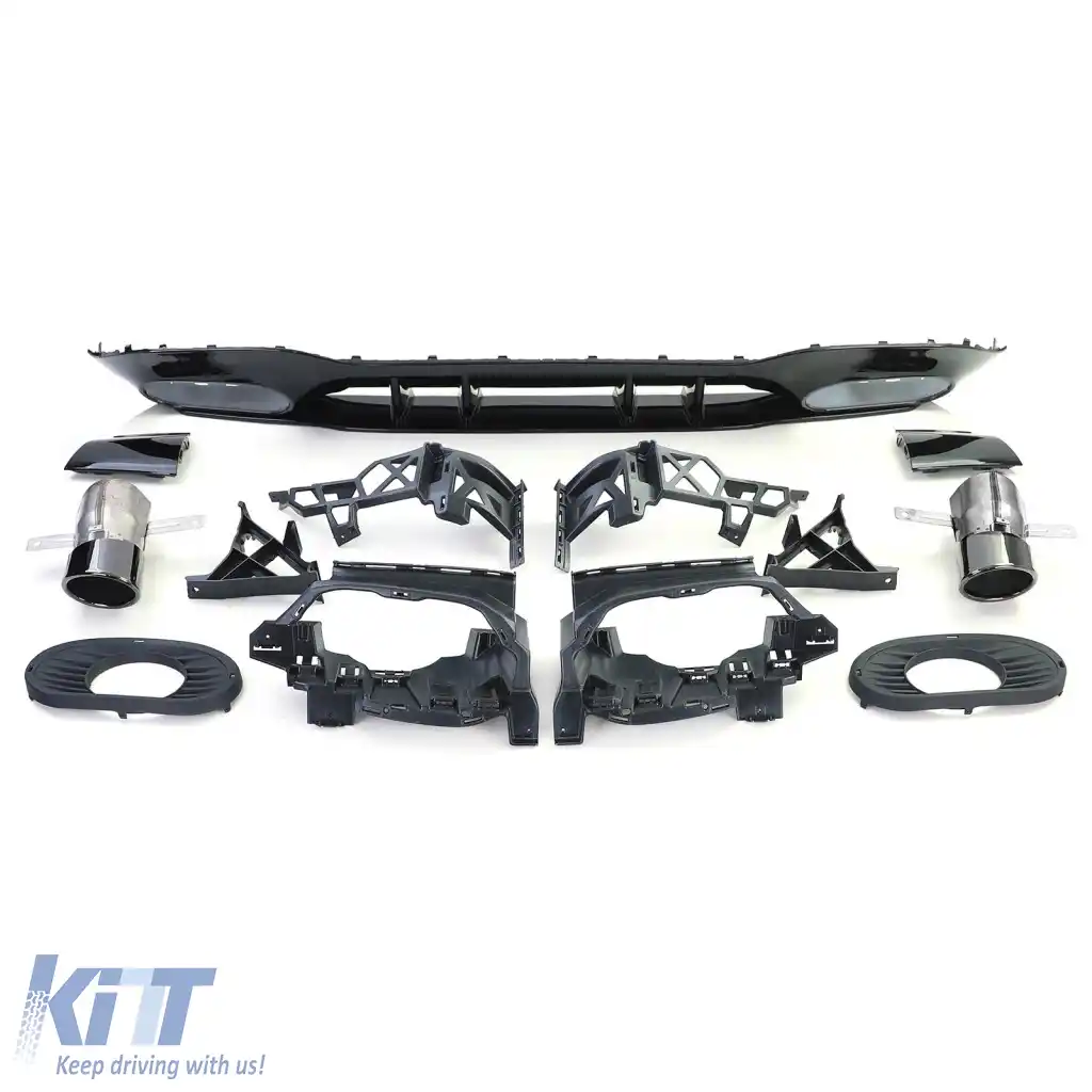 Difuzor spate Sport Tip 2 cu tevi de evacuare negre, potrivit pentru Mercedes A-Class W177 din 18-image-6326477